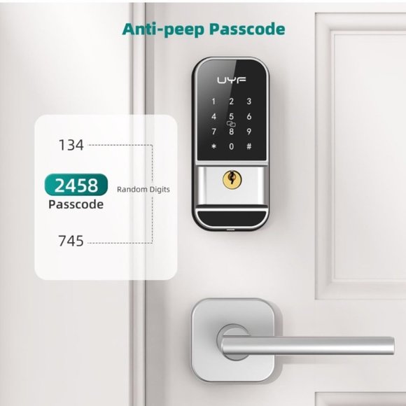 Keyless Entry Door Lock with Lever - UYF Electronic Keypad Deadbolt Lock with Ha - Picture 3 of 10